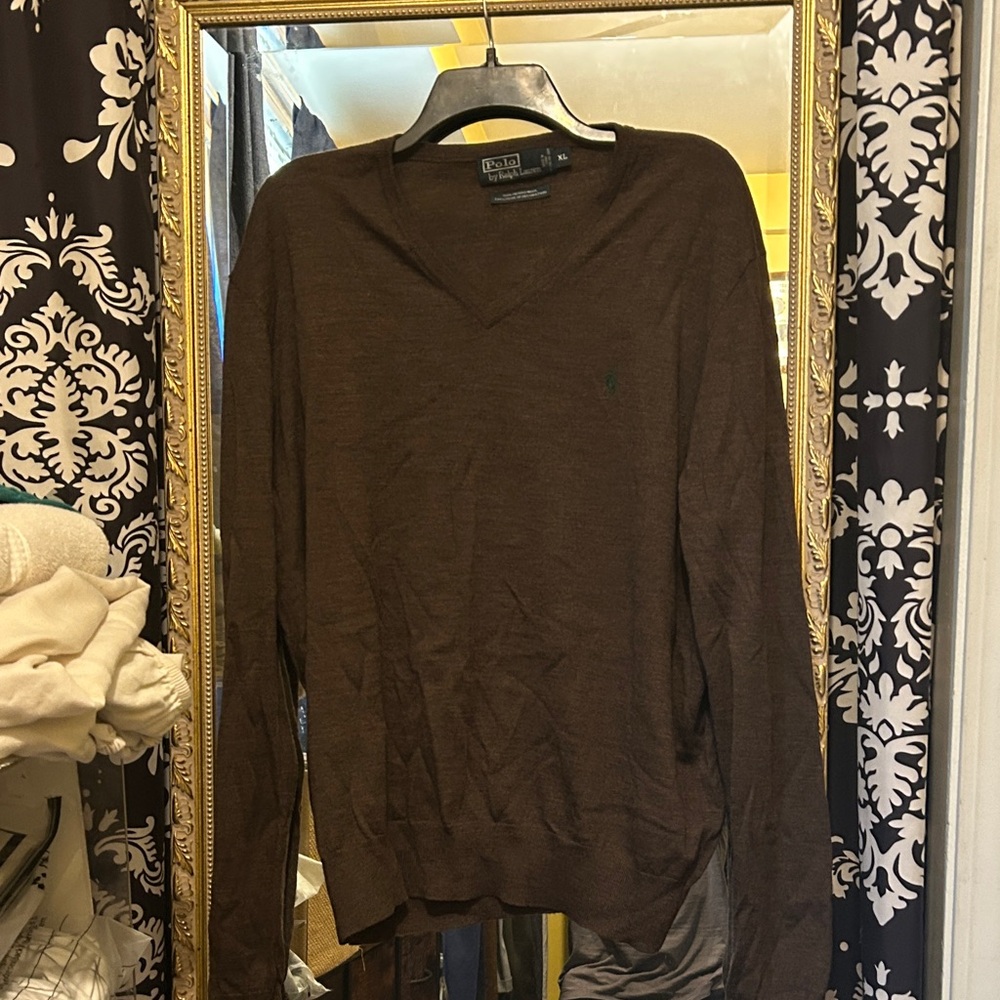Polo Ralph Lauren Men's Chocolate V-Neck Sweater